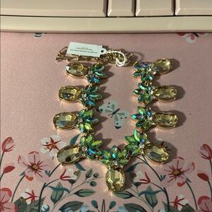 Park Lane Gold and Green Pineapple Gemstone Necklace